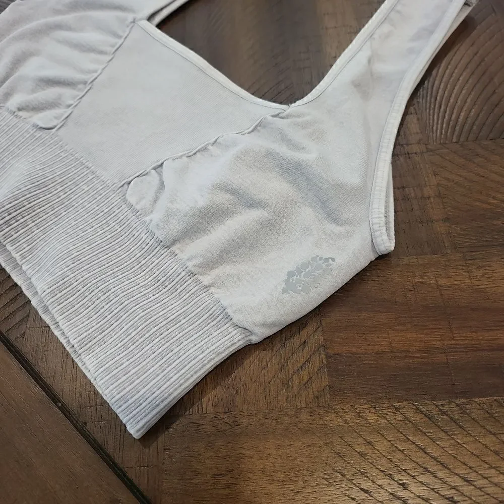 Free People Good Karma Square Neck Bra Ice Grey M/L
